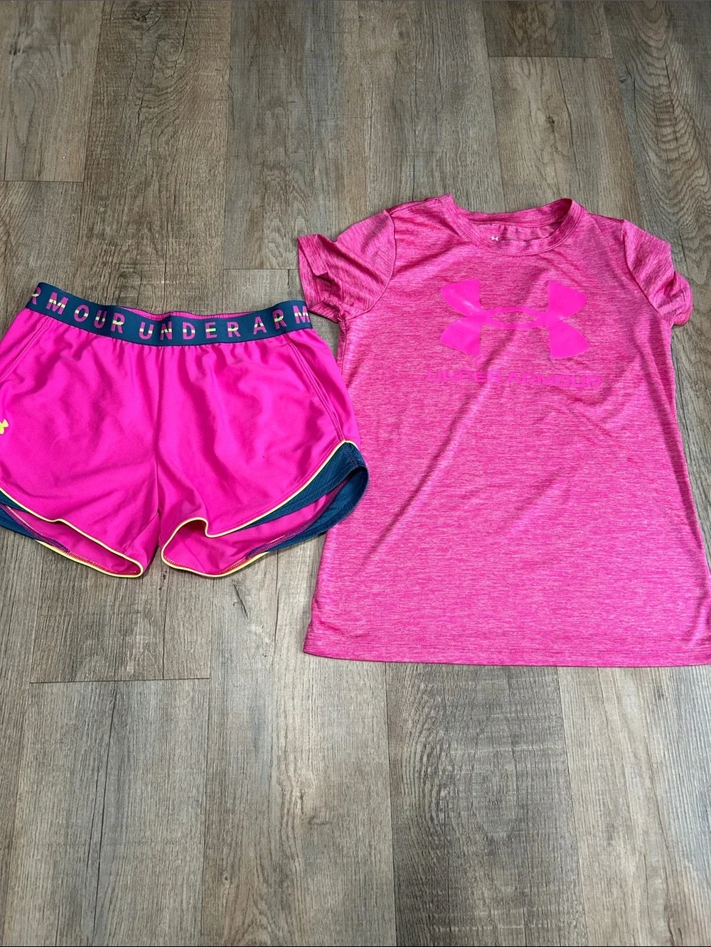 Under Armour Hot Pink Athletic Tee & Shorts Set